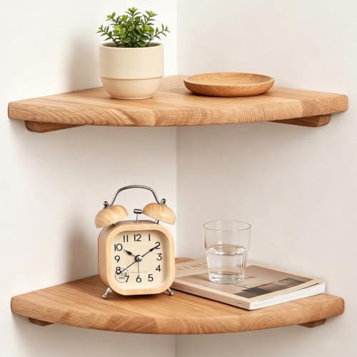 Corner Floating Shelves Set of 2, 12 Inch Solid Wood by liberty