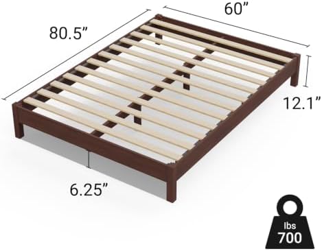 Queen Bed Frame Signature Solid Pine Wood Platform, Noise Free, Under Bed - Image 2