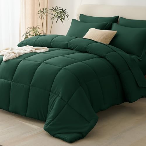 CozyLux Full Size Comforter Sets, 7-Piece Bed in a Bag, Emerald Green by CozyLux