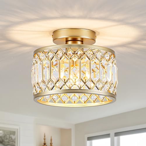 9 Inch Crystal Ceiling Light, Small Flush Mount Chandelier, Modern Light Fixture - Image 2