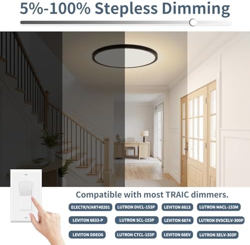 11.4 Inch LED Flush Mount Ceiling Light, 24W Dimmable & 5CCT 3000K-6500K - Image 3