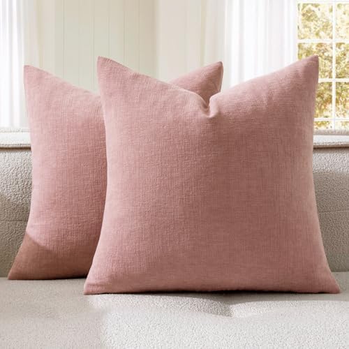 MIULEE Blush Pink Chenille Couch Throw Pillow Covers by MIULEE