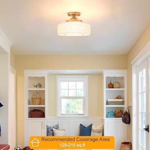 Gold Semi Flush Mount Ceiling Light - Image 2