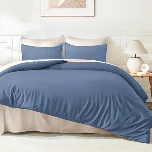Litanika Haze Blue King Comforter Set, 3 Pieces Lightweight Solid Bed Set - Image 6