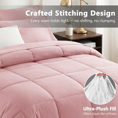 HIMEET Full Size Comforter Set Pink, 7 Pieces Bed in a Bag - Image 4