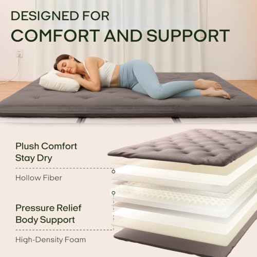 ZonLi Japanese Floor Futon Mattress 100% Cotton Washable Cover Foldable - Image 4