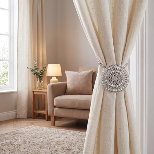2 Pack Rhinestone Flower Curtain Tiebacks Window Holdback Buckles - Image 7