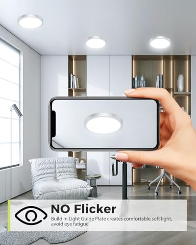 hepside 2Pack Dimmable Flush Mount Ceiling Light Fixture Brushed Nickel - Image 4