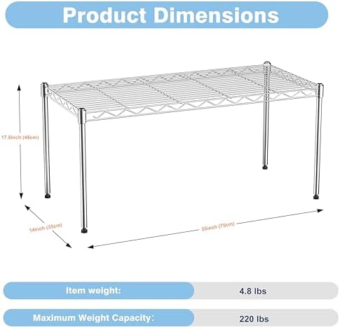 1-Tier Wire Shelf Rack, Single Metal Shelves Rack, 1 Tier Metal Shelf - Image 3