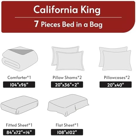 MUXHOMO California King Comforter Set 7 Pieces, Burgundy/Rose Gold - Image 5