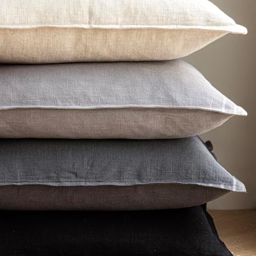 Foindtower Linen Solid Decorative Throw Pillow Covers 20x20 Inch Light Gray - Image 5