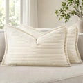 MIULEE Couch Pillow Covers Lumbar 12x20 Cream White Textured Corduroy by MIULEE