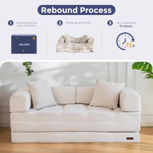 MAXYOYO 63" Convertible Sofa Bed, Boneless Futon Couch Floor Sofa - Image 3
