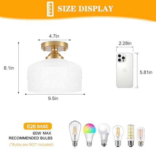 Artistic Gold Handcrafted Semi Flush Mount Ceiling Light - Image 4