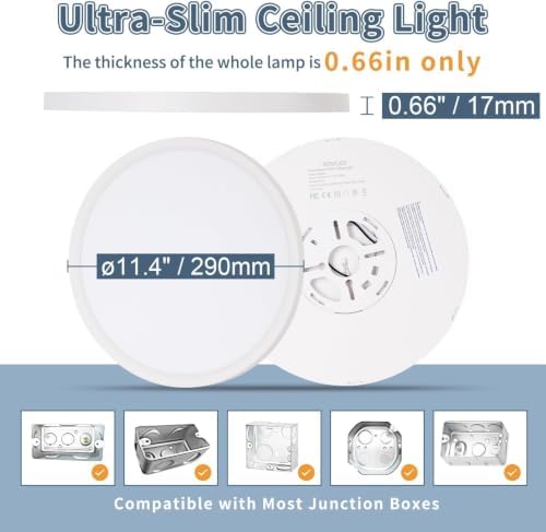 12Pack 11.4 Inch LED Flush Mount Ceiling Light - Image 4