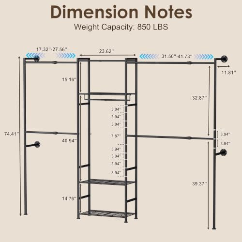 Wall Mounted Closet System, Expandable Clothing Rack - Image 7