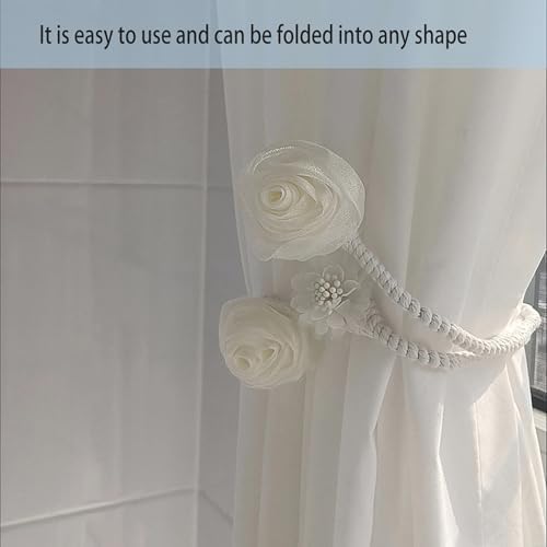 2 Pack of Curtain Tiebacks, Elegant Rose Flower Curtain Buckle, Handmade - Image 3