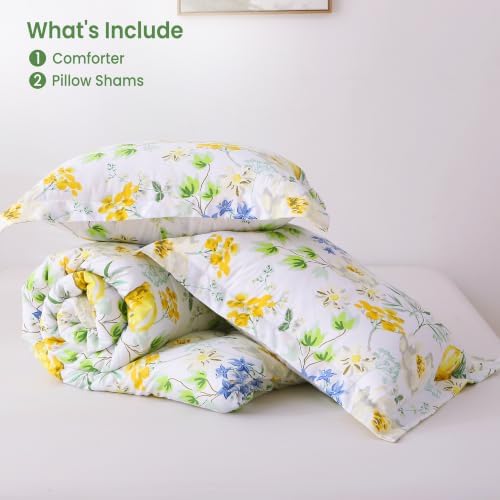 Mooreeke Floral King Size Comforter Sets, Lemon Blossoms Patterned Bed in a Bag - Image 7