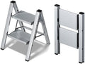 Taranta 2 Step Stool Foldable, Aluminum Step Ladder-Sliver by TARANTA