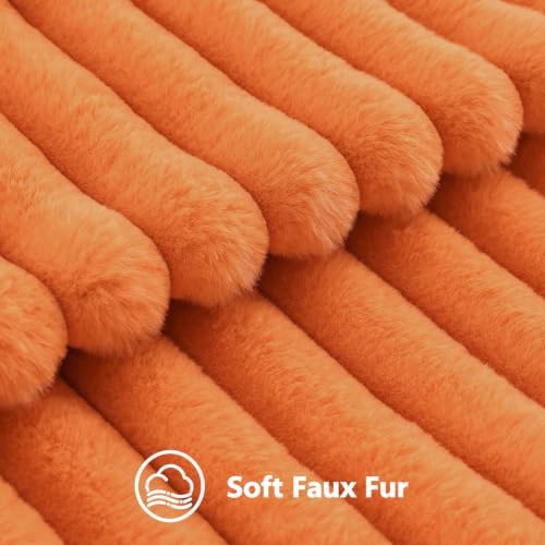 decorUhome Fall Faux Fur Throw Pillow Covers 26x26 Set of 2 Pumpkin Orange - Image 3