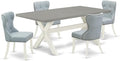 East West Furniture X097SI215-5 5 Piece Dining Set Includes a Rectangle Dining Room Table with X-Legs and 4 Baby Blue Linen Fabric Upholstered Parson Chairs, 40x72 Inch, Multi-Color