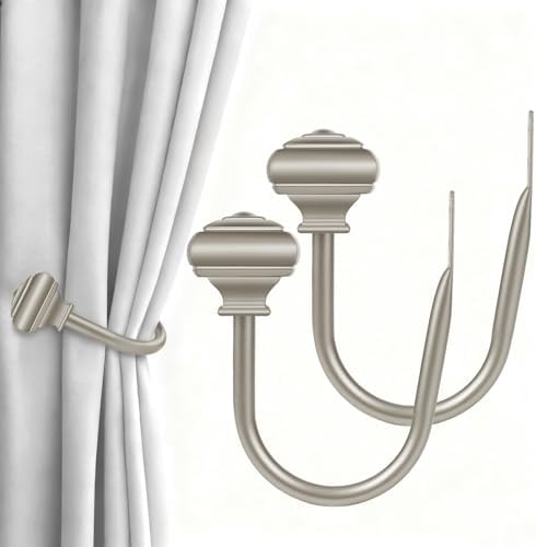 2 Pack Antique Silver Curtain Holdbacks, Drapery Tiebacks by USFOOK
