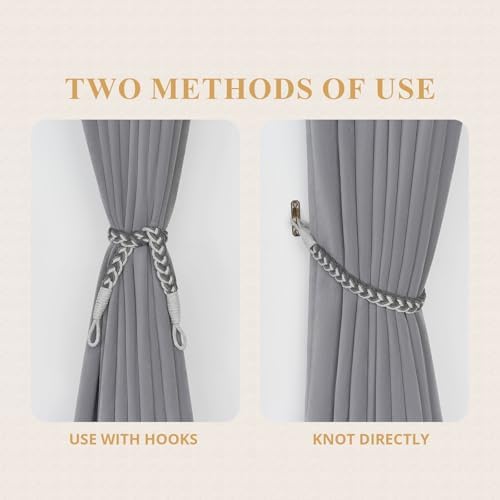 NICEEC 2 Pack Natural Cotton Rope Curtain Tiebacks Elegant Boho Style - Image 5