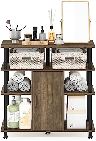 Furinno Helena 4-Tier Multifunction Rolling Open Shelves Storage Cart Organizer - Image 4