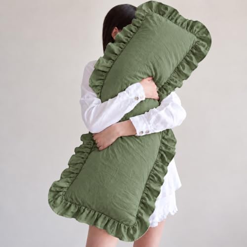 Shabby Chic Olive Green Body Pillow Cover - Image 2