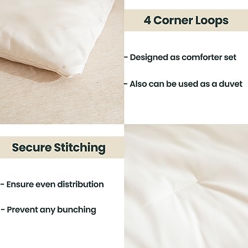 Paxrac Beige Oversized Queen Comforter Set 98x98In, 3 Pieces Comforter Set - Image 4