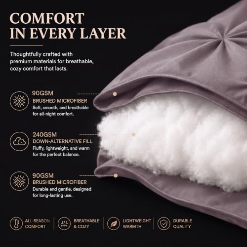 CozyLux Oversized Queen Comforter Set Dusty Purple, 7 Pieces Bed in a Bag - Image 5