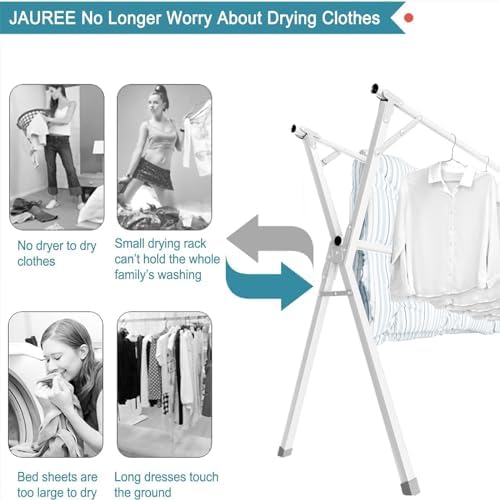 JAUREE 95 Inches Clothes Drying Rack, Drying Rack Clothing Folding Indoor - Image 6