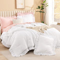 Litanika King Comforter Set, 3 Pieces White Ruffle Bedding Set by Litanika