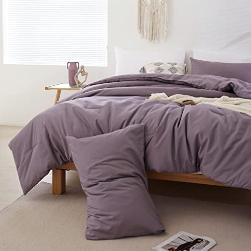 ROSGONIA King Size Comforter Set Dusty Purple - Image 2