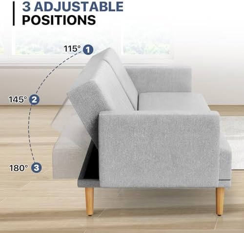 75 Inch Convertible Couch Sofa Bed, Reclining Futon Sleeper - Image 4