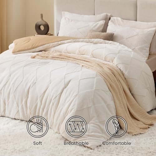 EXQ Home Tufted Diamond Comforter Set Queen, 3 Pieces Bed Set - Image 5