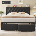 Queen Bed Frame with 2 Storage Drawers, Upholstered Headboard Button Tufted Bed by Fluest