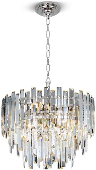 Chrome Crystal Chandelier Lighting 17.7'' for Dining Rooms Bedroom Foyer Entryway Ceiling Hanging Pendant Chandelier Light Fixture Lamp