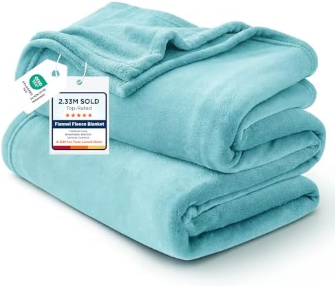 Bedsure GentleSoft Fleece Bed Blankets Queen Size River Blue by BEDSURE