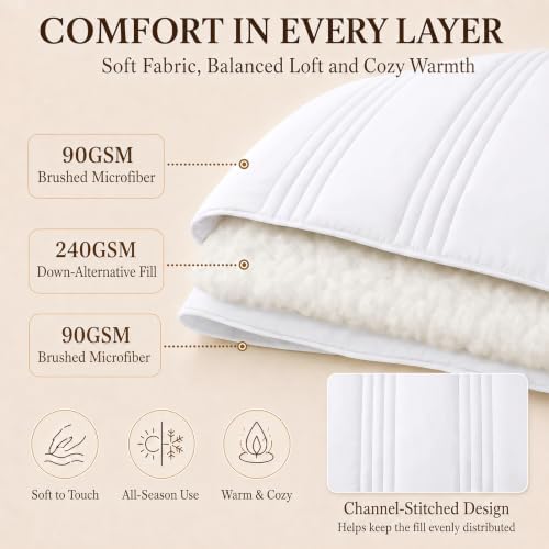 CozyLux King Size Comforter Set White - Image 3