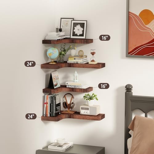 Corner Floating Shelves Wall Mount Shelf Solid Wood - Image 6