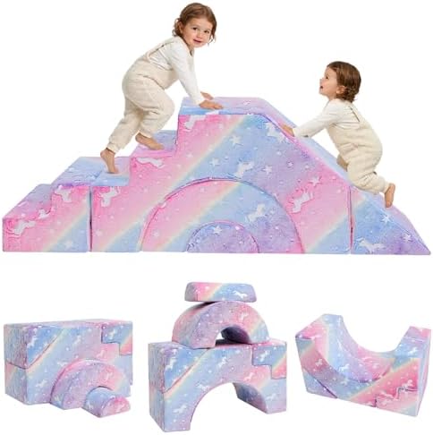MeMoreCool Unicorn Rainbow Kids Couch, Modular Glow Sofa by MeMoreCool