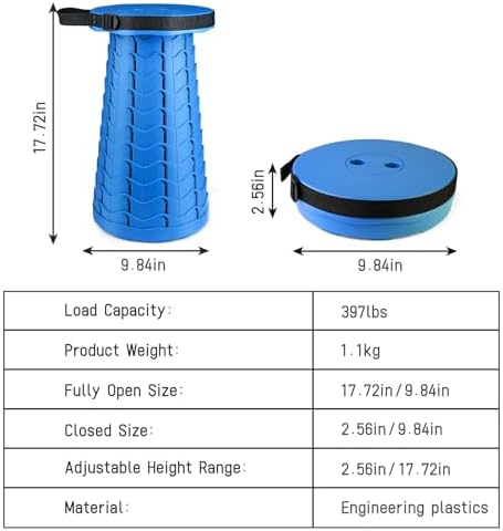 Collapsible Stool Blue, Portable Folding Chair - Image 2