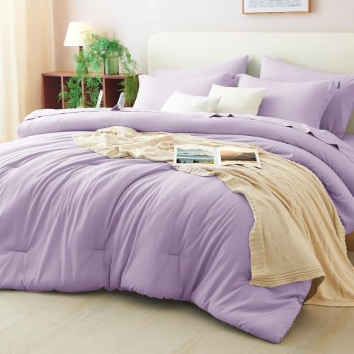 CozyLux King Size Comforter Set Lavender, 7 Pieces Bed in a Bag by CozyLux