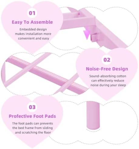 IMMERSTABLE Twin Metal Bed Frame, Heart-Shaped Platform Bed - Image 6