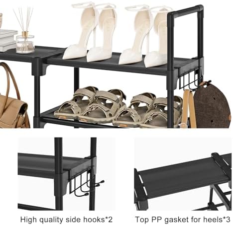 WOWLIVE 9 Tier 3-Column Shoe Rack, 50-55 Pairs Stackable Black - Image 6