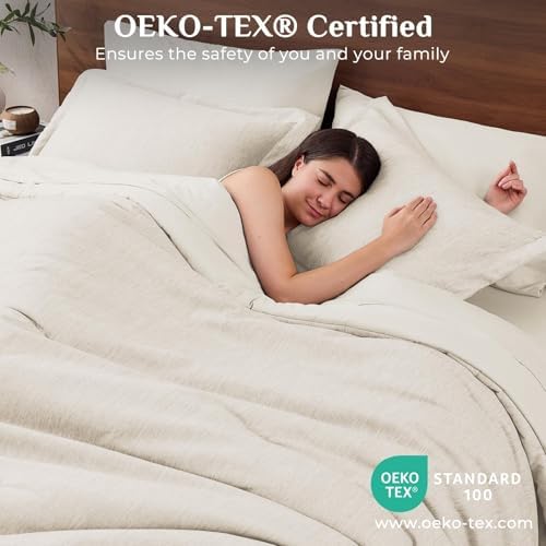 JOLLYVOGUE Beige Full Comforter Set, Cationic Dyeing Bed in a Bag Full 7 Pieces - Image 6