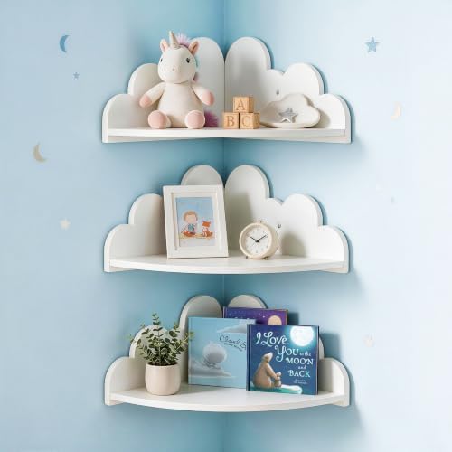 White Cloud Floating Corner Shelves Set of 3 Thickened version, Corner Shelves by Unknown