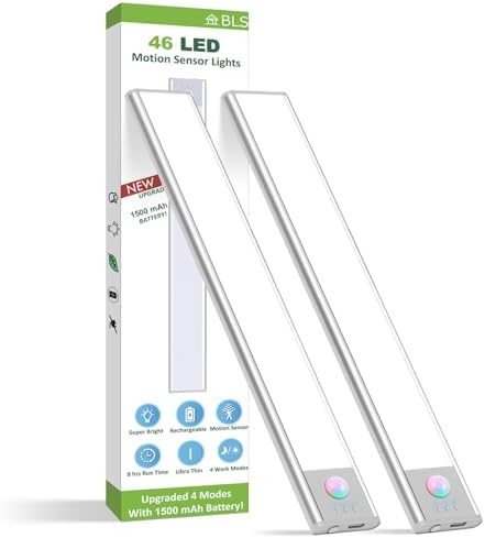 BLS Under Cabinet Lights, 46 LED lights Battery Operated Motion Sensor Light by BLS