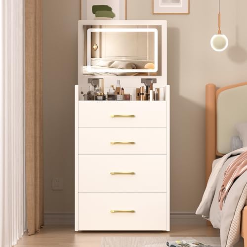 Small Makeup Vanity Desk with Flip Top Mirror and Lights by XIAOSENLIN